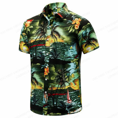 Floral Hawaiian Shirt Tropic Leaf 3d Printed Shirts Men Women Fashion Oversized Blouse Men's Vocation Lapel Beach Camisas
