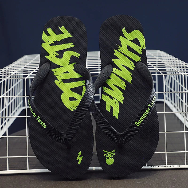 Men's Summer Lightning Thong Sandals Edgy Non-Slip Soft Sole Beach/Street Trendy Student Durable Outdoor Casual Flip-Flops Shoes