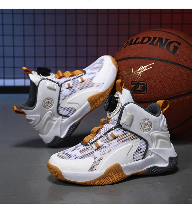 Kids Basketball Shoes - Boys Sneakers Non Slip Outdoor Sport Trainer Shoes