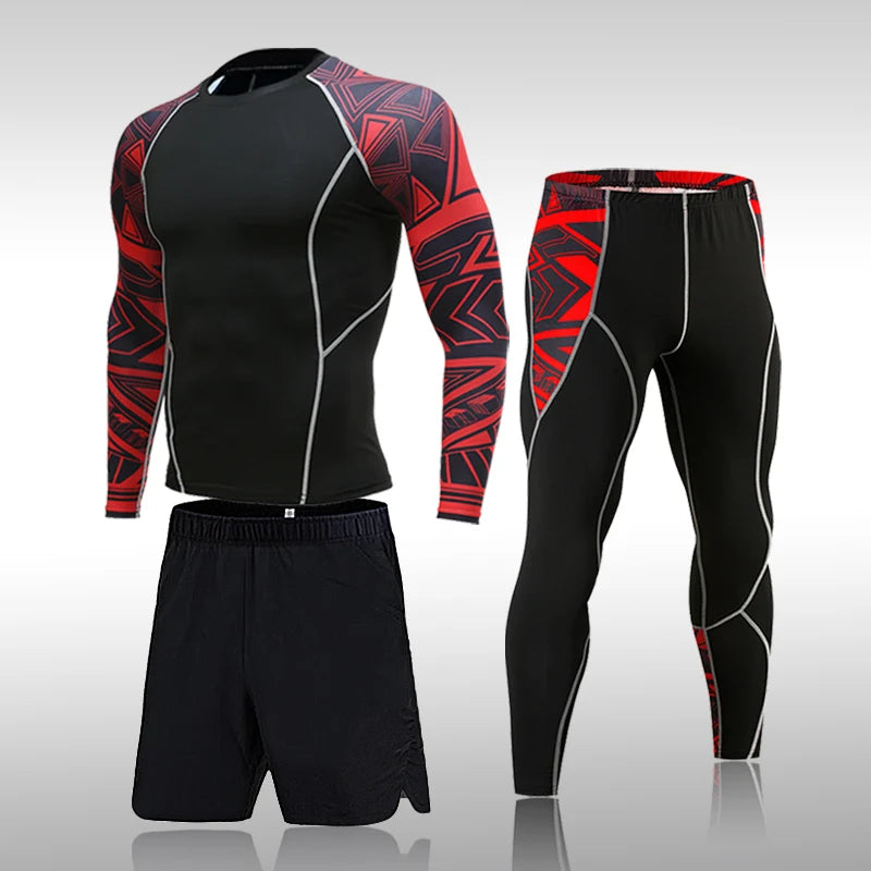 Men's Compression Gym Tights - Muscle Support Workout Pants | Quick Dry Sportswear Set