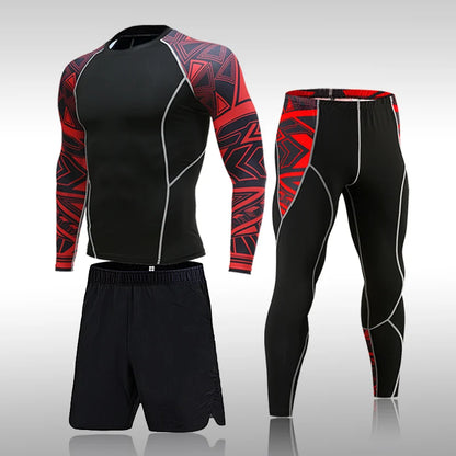 Men's Compression Gym Tights - Muscle Support Workout Pants | Quick Dry Sportswear Set