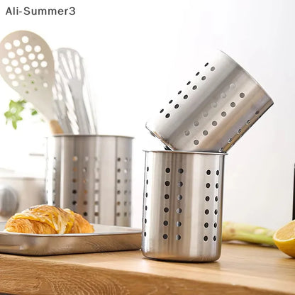 Stainless Steel Cutlery Holder - Kitchen Utensil Organizer & Drainage Basket
