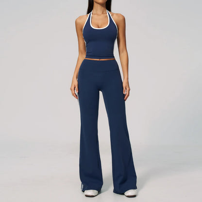 2 Pieces Workout Suit Women Yoga Outfits Athletic Wear Shockproof Halter Sports Bra High Waist Butt Lift Yoga Pants Fitness Suit