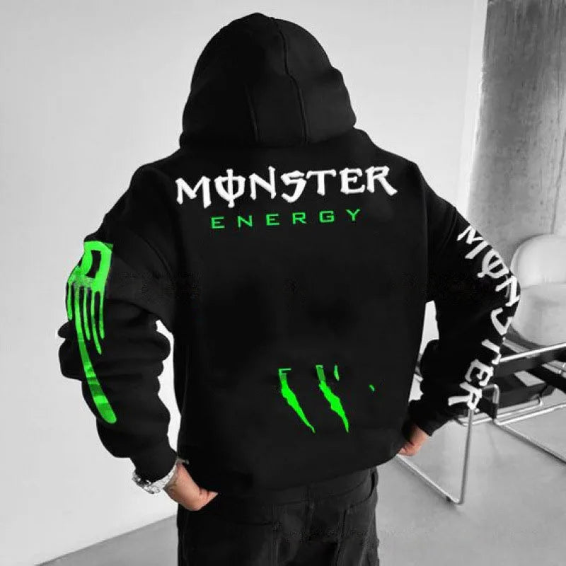 Monster Energy Hoodies – Charcoal Gray Streetwear Pullover For Men & Women