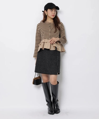 Fashionable Stripe Knitted Sweater Loose Fit Color Block Neckline Long Sleeve Women's Autumn Winter Casual Style Breathable