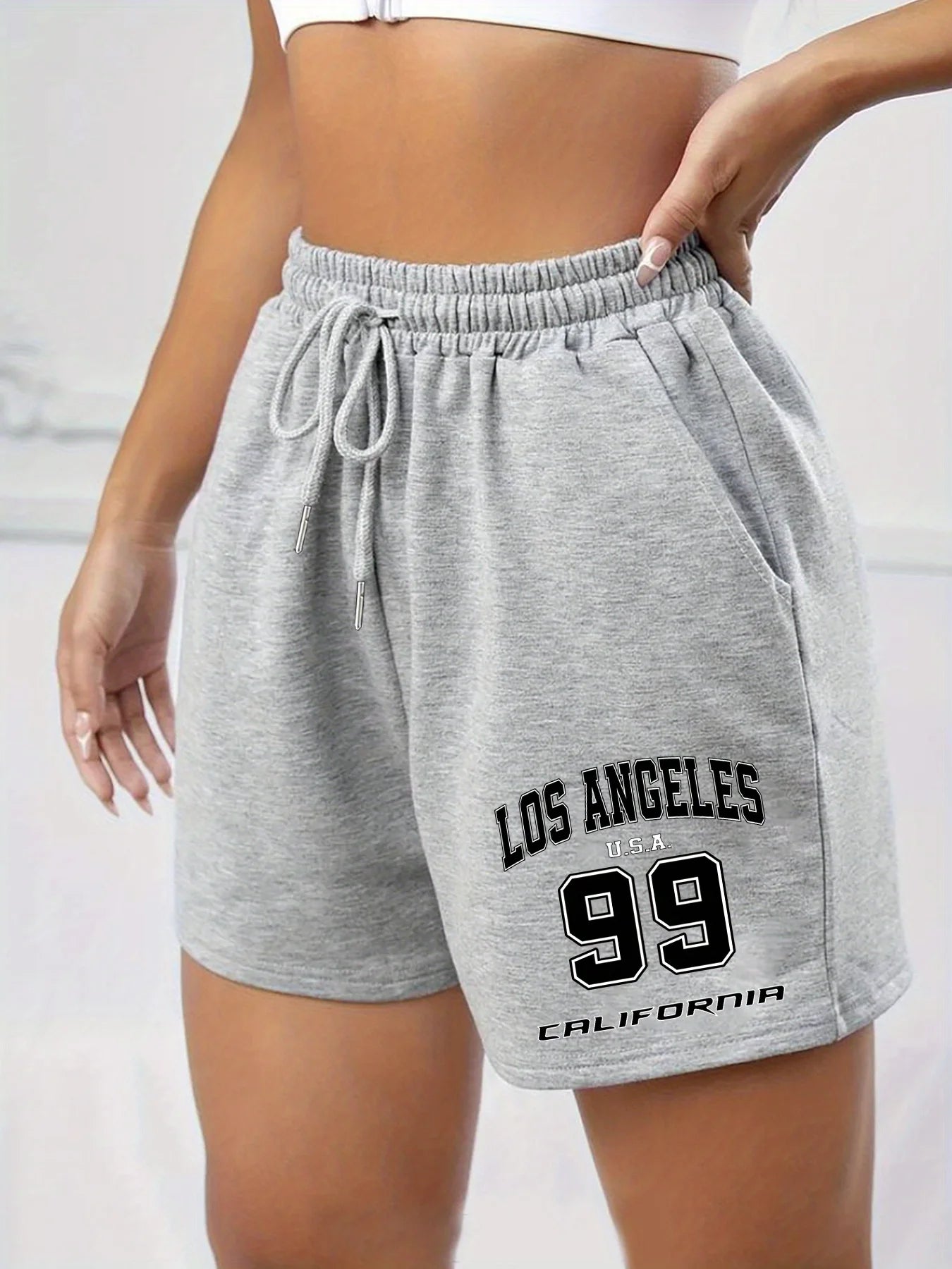 Ladies' Los Angeles 99 California Printed Casual Running Shorts for Sports and Leisure, Loose Fit, Comfortable Fit