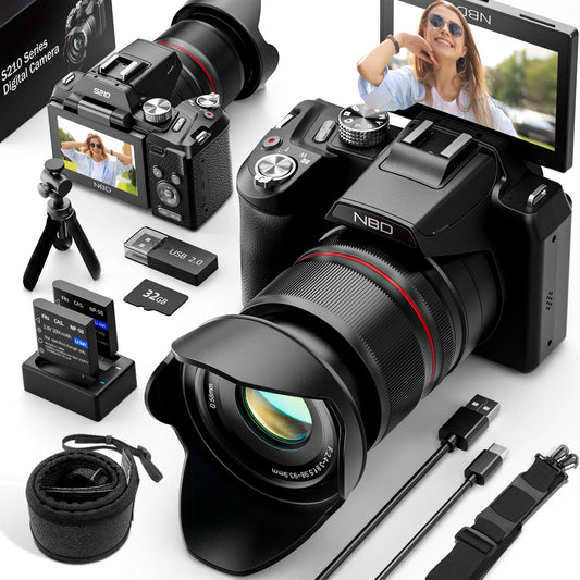 64MP Digital Camera - 5K Video, 16X Optical Zoom & WiFi Camera Control for Vlogging
