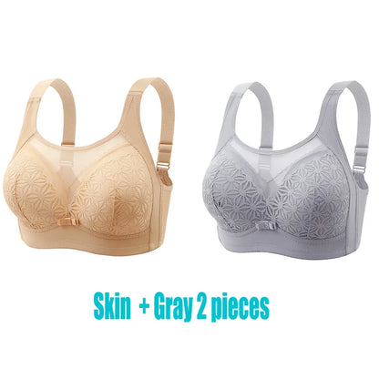 2PCS New High-end U-shaped Back With No Steel Ring Gathered And Adjusted Bra Thin Cup Breathable  Breasted Underwear Mom's Bra