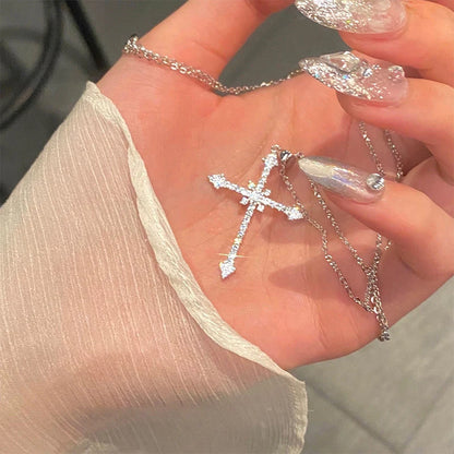 Fairy Elegant Pink Round Crystal Pendant Necklace Simple Design Korean Fashion Girls Women Star Clavicle Chain Jewelry Gifts