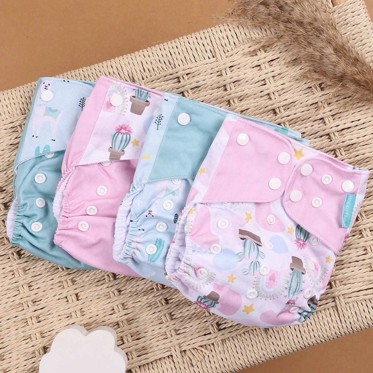 Eco Friendly Cloth Diaper - HappyFlute 4Pcs Reusable Baby Diaper Set Waterproof Pocket Design