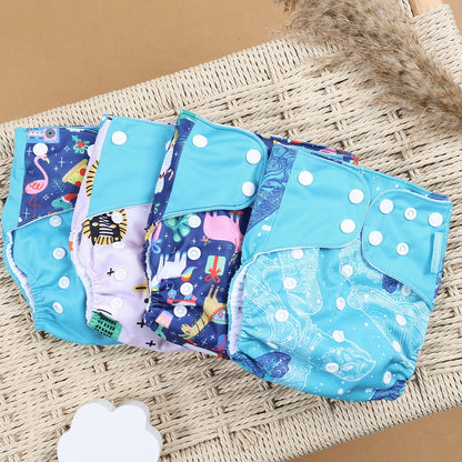 Eco Friendly Cloth Diaper - HappyFlute 4Pcs Reusable Baby Diaper Set Waterproof Pocket Design