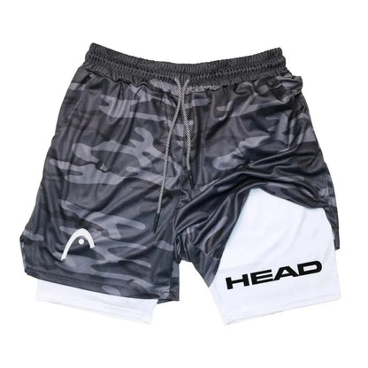 Head Running Shorts Men Fitness Gym Training 2-in-1 Fashion Versatile Sports Quick Dry Workout Jogging Double Deck Summer Short