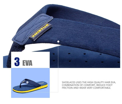 High quality Big Size Hot Sale Flip Flops Men Summer Beach Slippers Men Fashion Brand Breathable Casual Men Slippers Black Blue