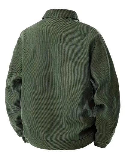 The 2025 New Autumn Corduroy Jacket for Men with a Lapel, Trendy Japanese Style Loose Coat