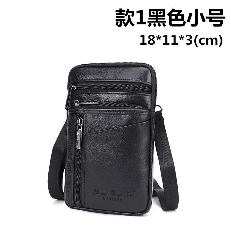 Leather Waist Bag - Men's Messenger Cowhide Mini Bag With Mobile Phone Pouch