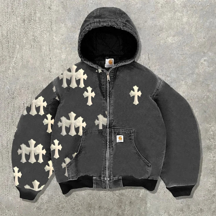 Y2K Leopard Print Hoodie – Unisex Harajuku Hip Hop Style Zip-Up Pullover Sweatshirt for Couples
