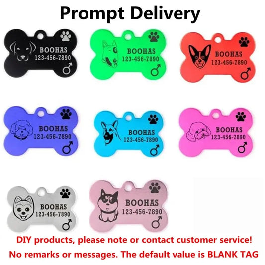 2pcs/lot Pet Dog Cat ID Name Tag Identification Pet Collar Kitten Puppy ID Tags For Collars Cat Accessories Name Bone Shape