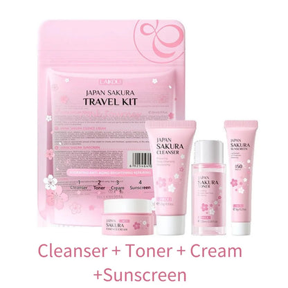 Sakura Skin Care Set - Cleanser Serum Eye Cream Facial Cream  Sunscreen Travel Kit for Women - ZOOMNSTORE