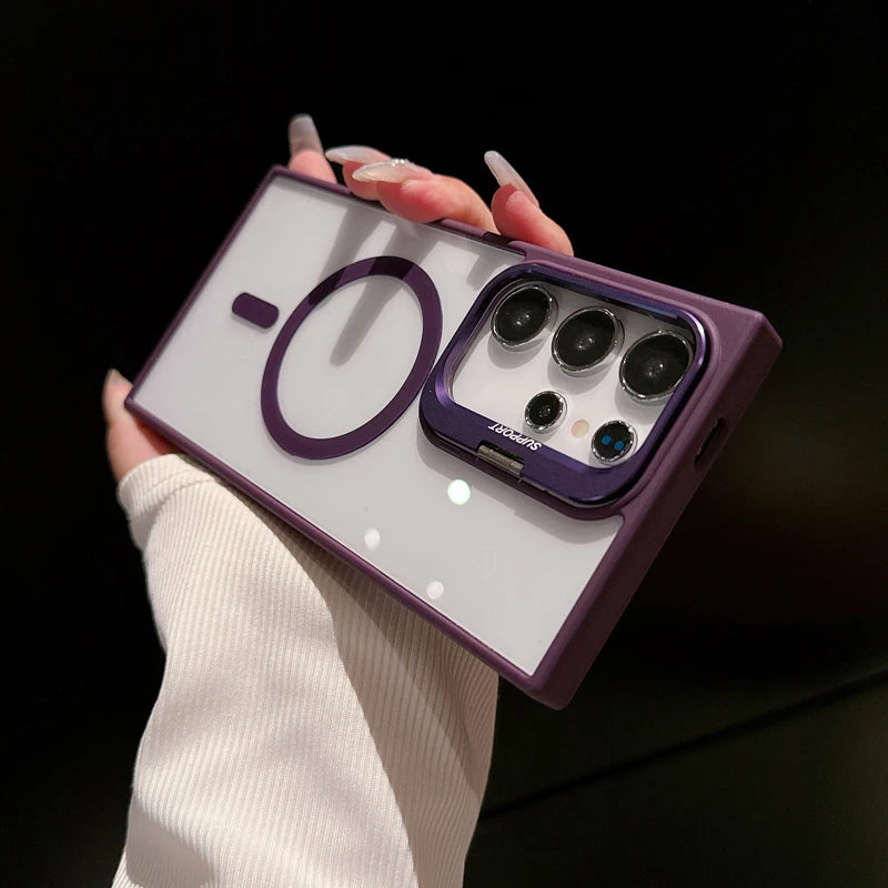 MagSafe Clear Case for Samsung Galaxy S25 S24 S23 S22 Ultra - Shockproof Magnetic Wireless Charging Cover - ZOOMNSTORE