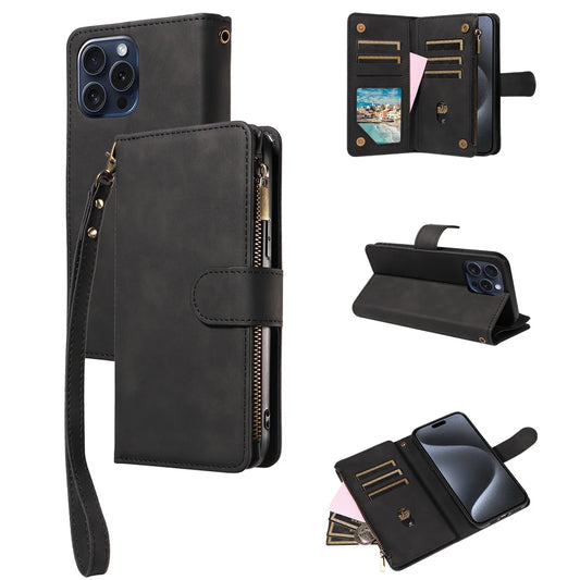 Samsung Galaxy Phone Case - Artificial Leather Clamshell Wallet for S24 S23 S22 S21 - ZOOMNSTORE