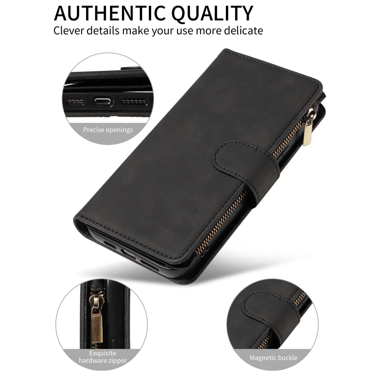 Samsung Galaxy Phone Case - Artificial Leather Clamshell Wallet for S24 S23 S22 S21 - ZOOMNSTORE