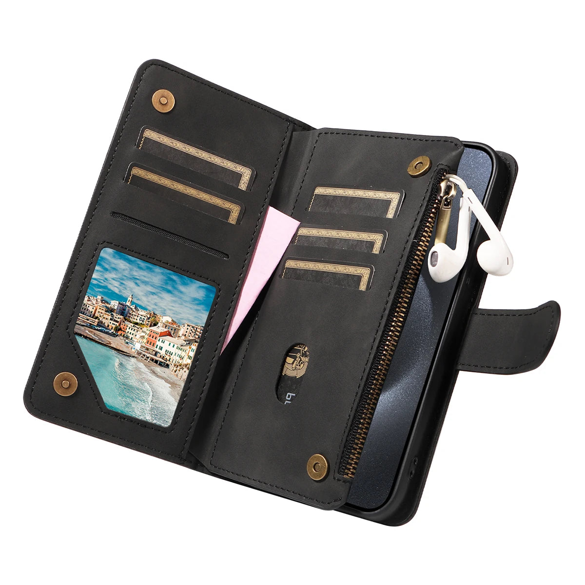 Samsung Galaxy Phone Case - Artificial Leather Clamshell Wallet for S24 S23 S22 S21 - ZOOMNSTORE