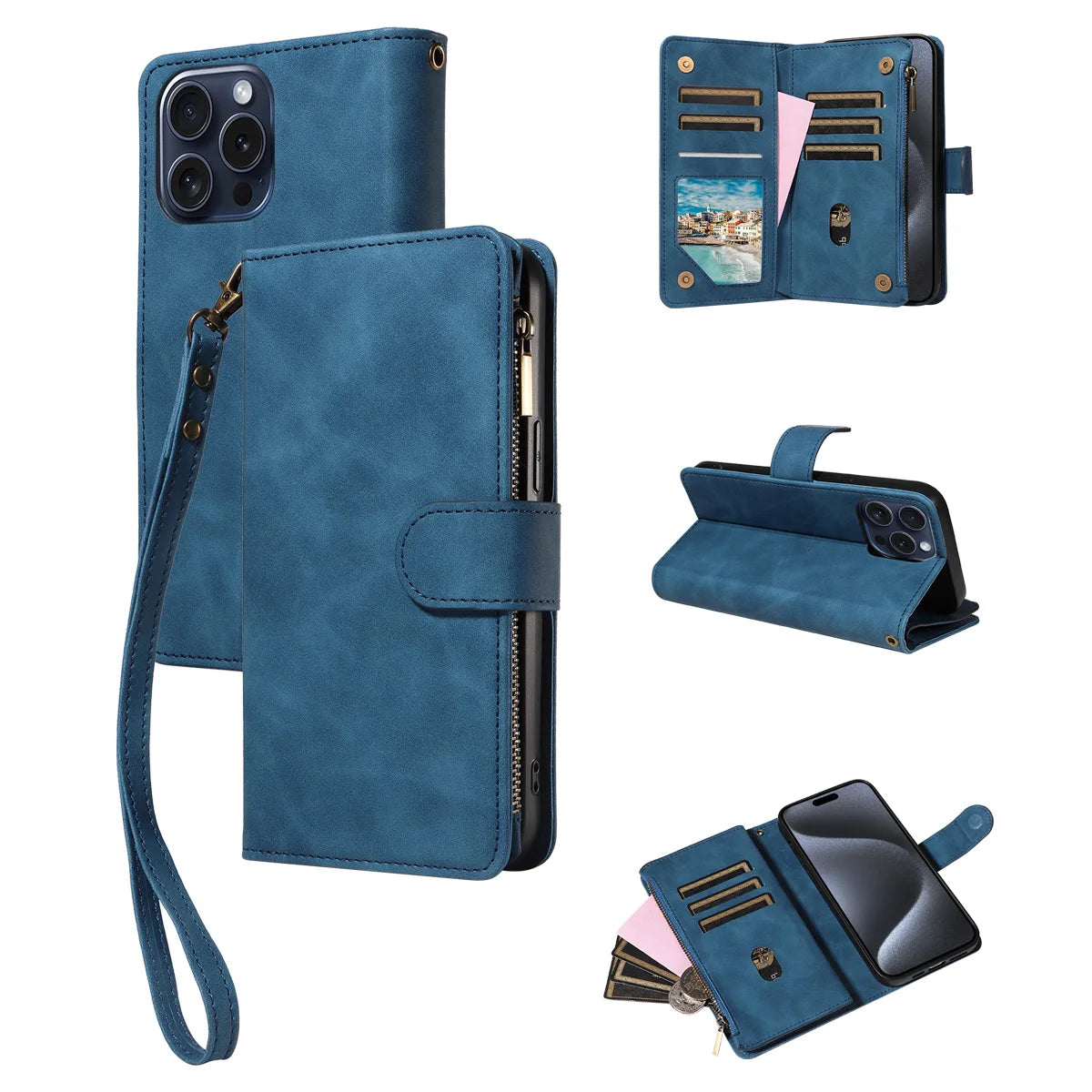 Samsung Galaxy Phone Case - Artificial Leather Clamshell Wallet for S24 S23 S22 S21 - ZOOMNSTORE