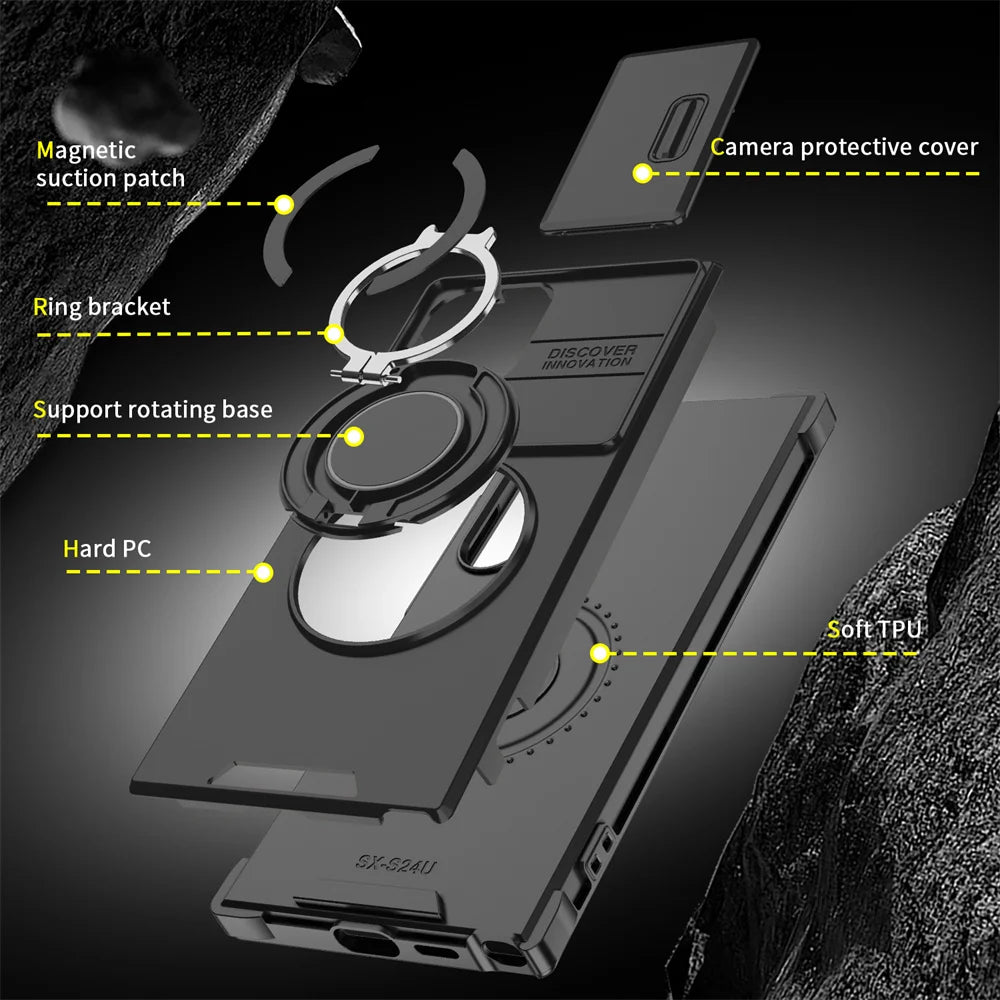 Magnetic Slide Camera Protection Phone Case for Samsung S21 S22 S23 S24 S25 Ultra FE A Series - ZOOMNSTORE