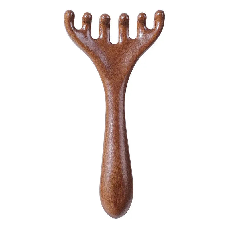 Sandalwood Massage Comb - Six-Claw Head Acupoint Massager for Neck & Face Lifting - ZOOMNSTORE