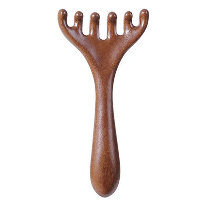 Sandalwood Massage Comb - Six-Claw Head Acupoint Massager for Neck & Face Lifting - ZOOMNSTORE