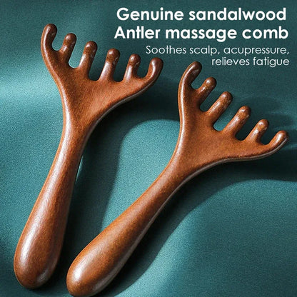 Sandalwood Massage Comb - Six-Claw Head Acupoint Massager for Neck & Face Lifting - ZOOMNSTORE
