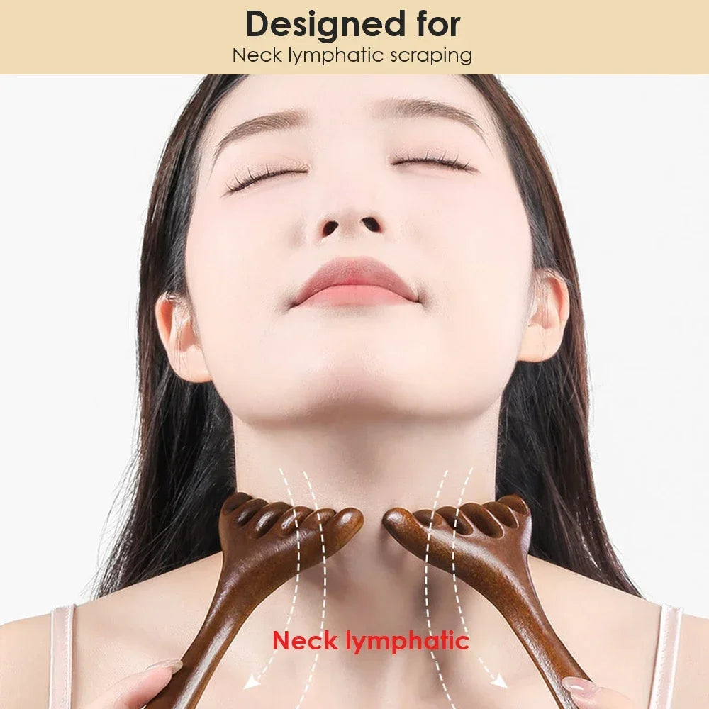 Sandalwood Massage Comb - Six-Claw Head Acupoint Massager for Neck & Face Lifting - ZOOMNSTORE