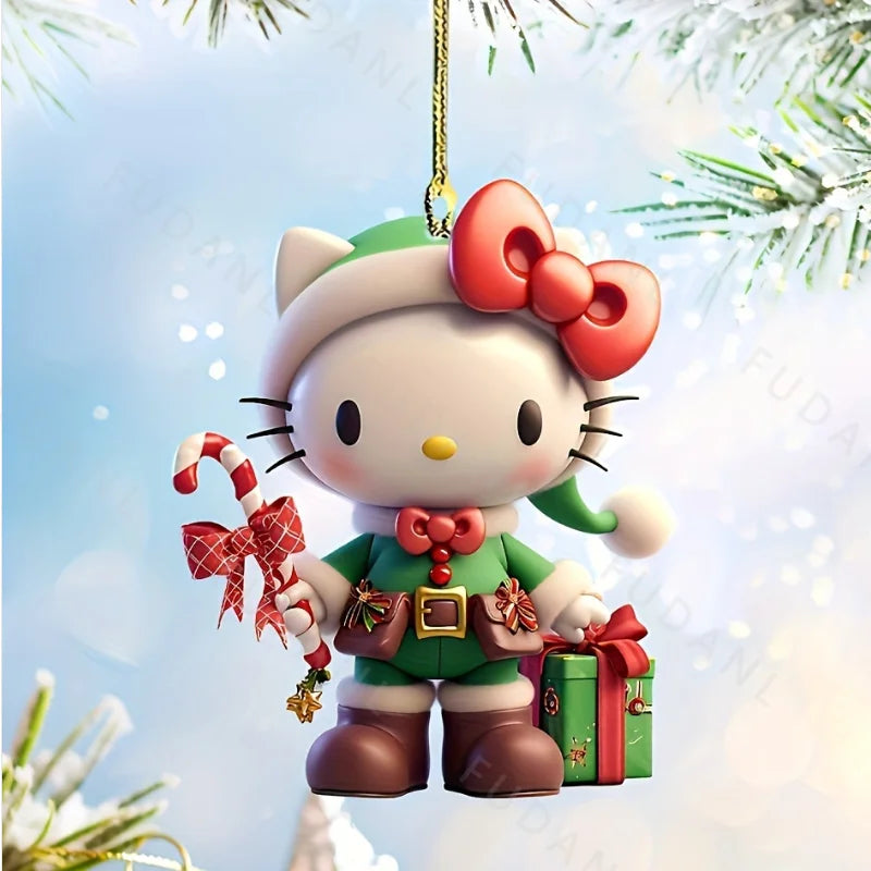 Sanrio Christmas Acrylic Pendants - Hello Kitty Cinnamoroll Kuromi Tree Decorations 1610PCS - ZOOMNSTORE
