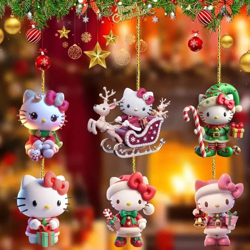 Sanrio Christmas Acrylic Pendants - Hello Kitty Cinnamoroll Kuromi Tree Decorations 1610PCS - ZOOMNSTORE