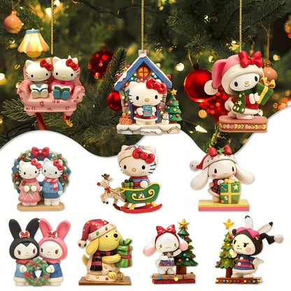 Sanrio Christmas Acrylic Pendants - Hello Kitty Cinnamoroll Kuromi Tree Decorations 1610PCS - ZOOMNSTORE