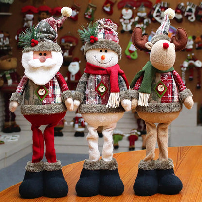 Santa Claus Decoration Set – American Style Plush Elk, Snowman & Soft Christmas Tree Ornaments - ZOOMNSTORE