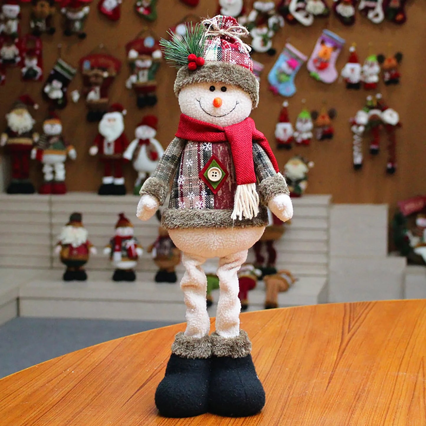 Santa Claus Decoration Set – American Style Plush Elk, Snowman & Soft Christmas Tree Ornaments - ZOOMNSTORE