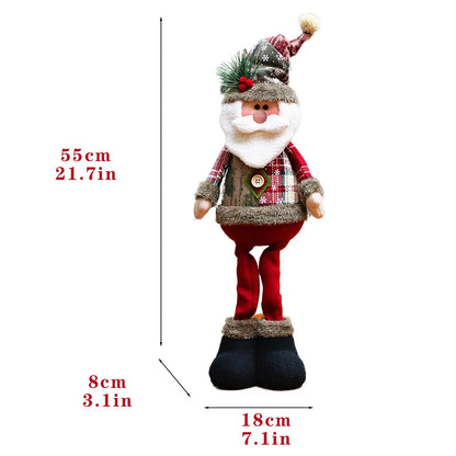 Santa Claus Decoration Set – American Style Plush Elk, Snowman & Soft Christmas Tree Ornaments - ZOOMNSTORE
