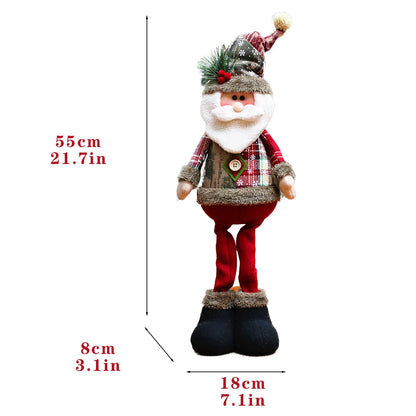 Santa Claus Decoration Set – American Style Plush Elk, Snowman & Soft Christmas Tree Ornaments - ZOOMNSTORE