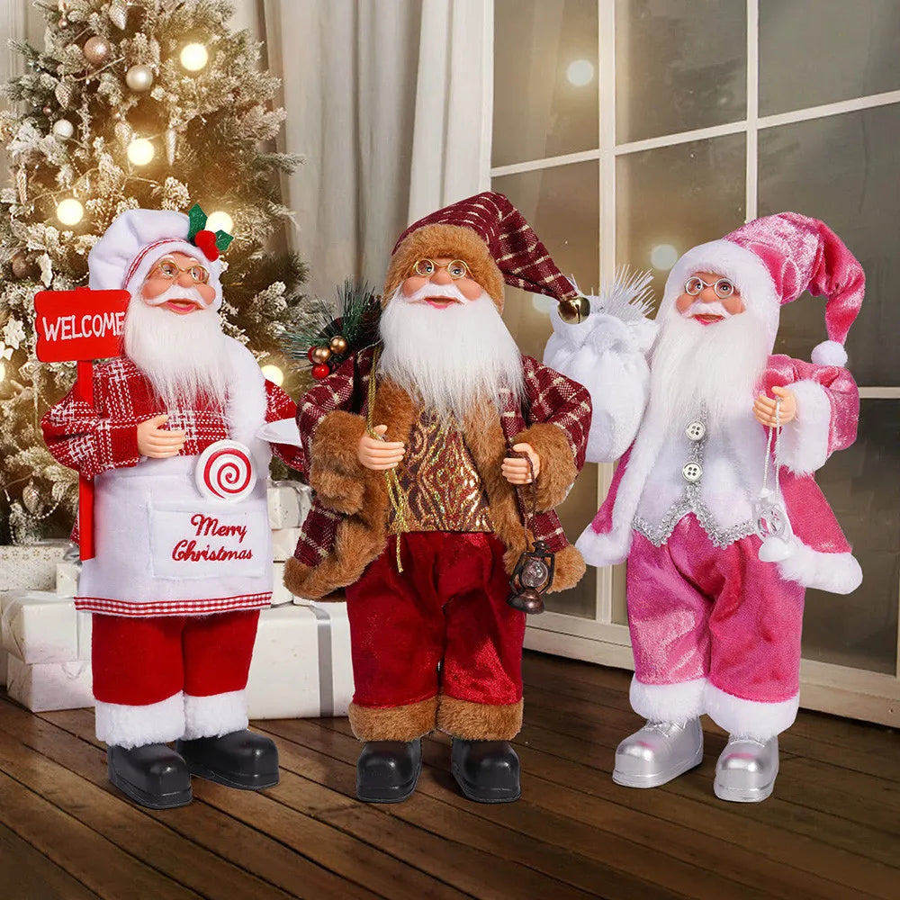 Santa Claus Decoration - 32cm Standing Santa Doll Holiday Ornament for Christmas - ZOOMNSTORE