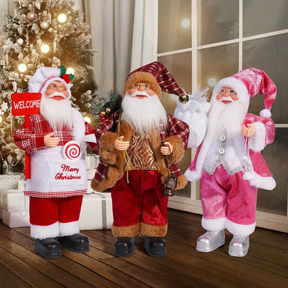 Santa Claus Decoration - 32cm Standing Santa Doll Holiday Ornament for Christmas - ZOOMNSTORE