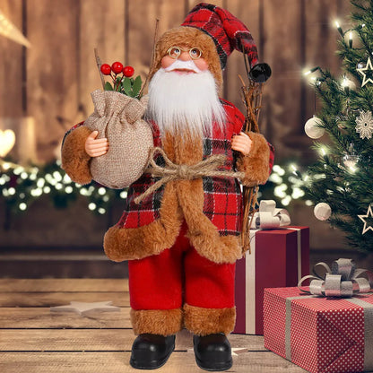 Santa Claus Decoration - 32cm Standing Santa Doll Holiday Ornament for Christmas - ZOOMNSTORE