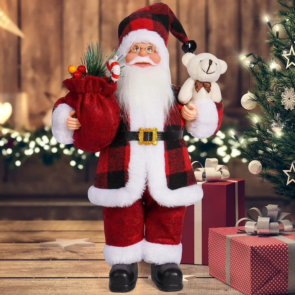 Santa Claus Decoration - 32cm Standing Santa Doll Holiday Ornament for Christmas - ZOOMNSTORE