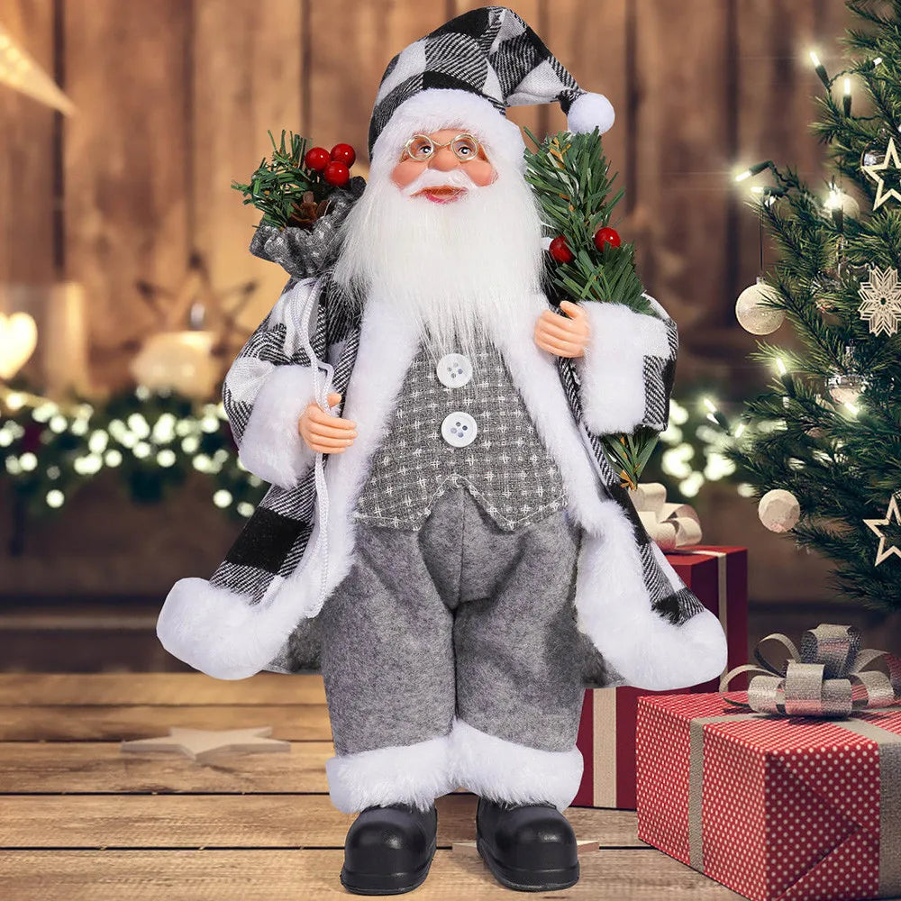 Santa Claus Decoration - 32cm Standing Santa Doll Holiday Ornament for Christmas - ZOOMNSTORE