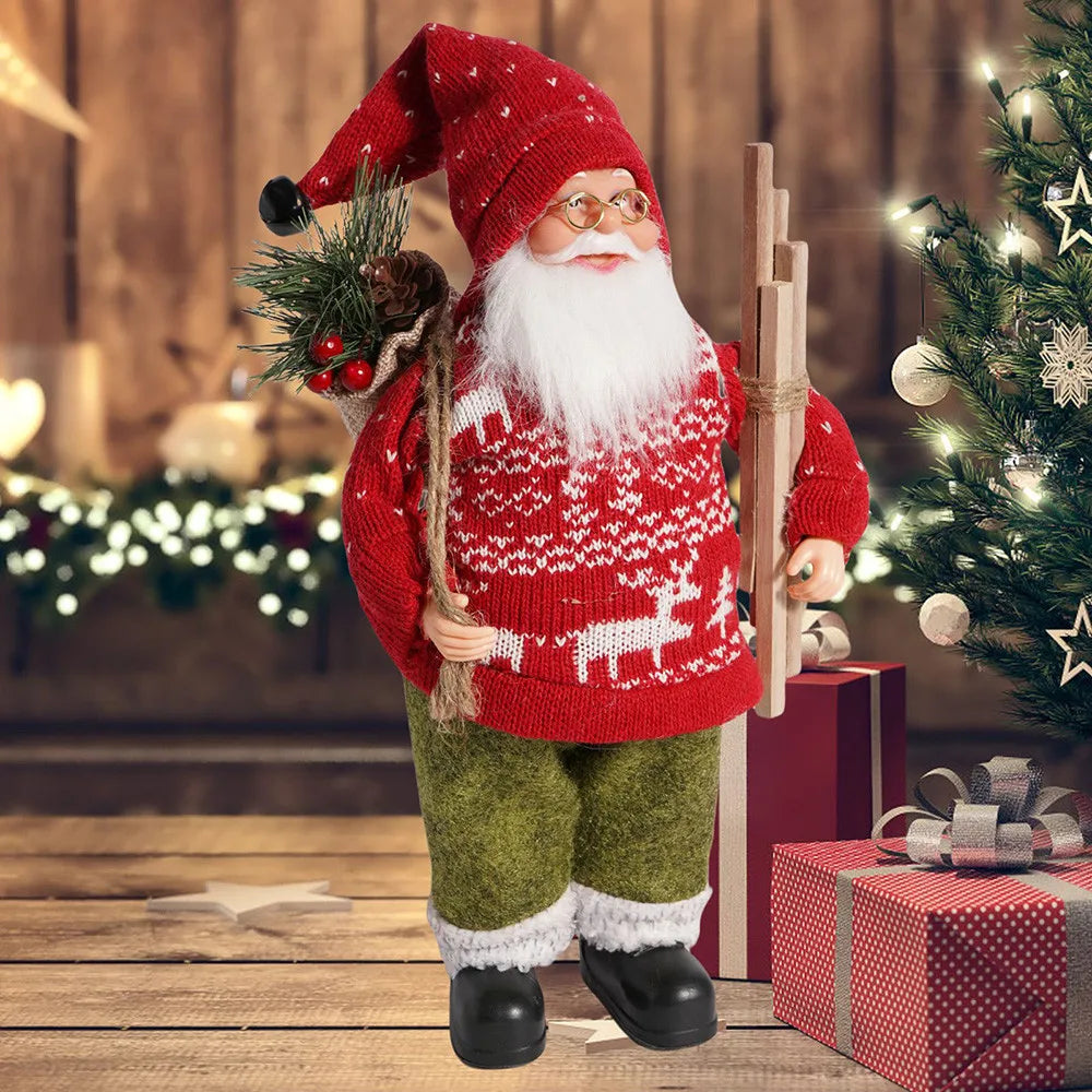 Santa Claus Decoration - 32cm Standing Santa Doll Holiday Ornament for Christmas - ZOOMNSTORE