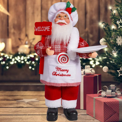 Santa Claus Decoration - 32cm Standing Santa Doll Holiday Ornament for Christmas - ZOOMNSTORE