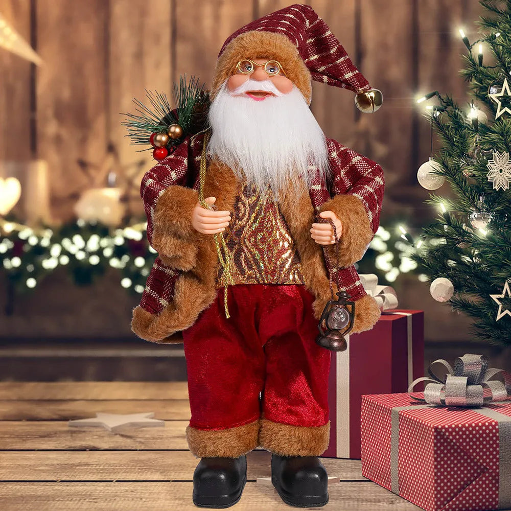 Santa Claus Decoration - 32cm Standing Santa Doll Holiday Ornament for Christmas - ZOOMNSTORE