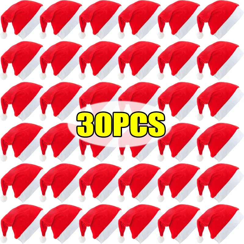 Santa Claus Hats - Red Non-woven Xmas Caps for Adults  Kids Holiday Party Decorations - ZOOMNSTORE
