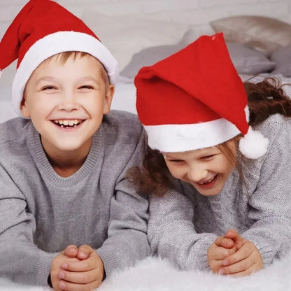 Santa Claus Hats - Red Non-woven Xmas Caps for Adults  Kids Holiday Party Decorations - ZOOMNSTORE