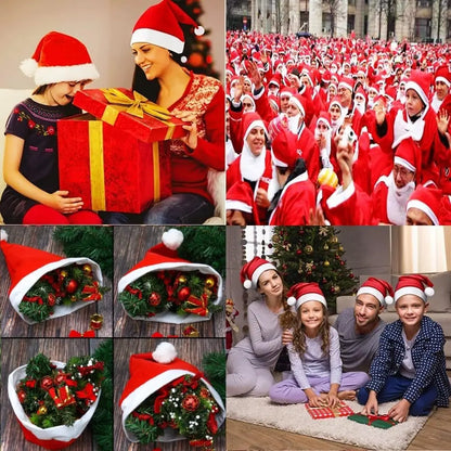 Santa Claus Hats - Red Non-woven Xmas Caps for Adults  Kids Holiday Party Decorations - ZOOMNSTORE